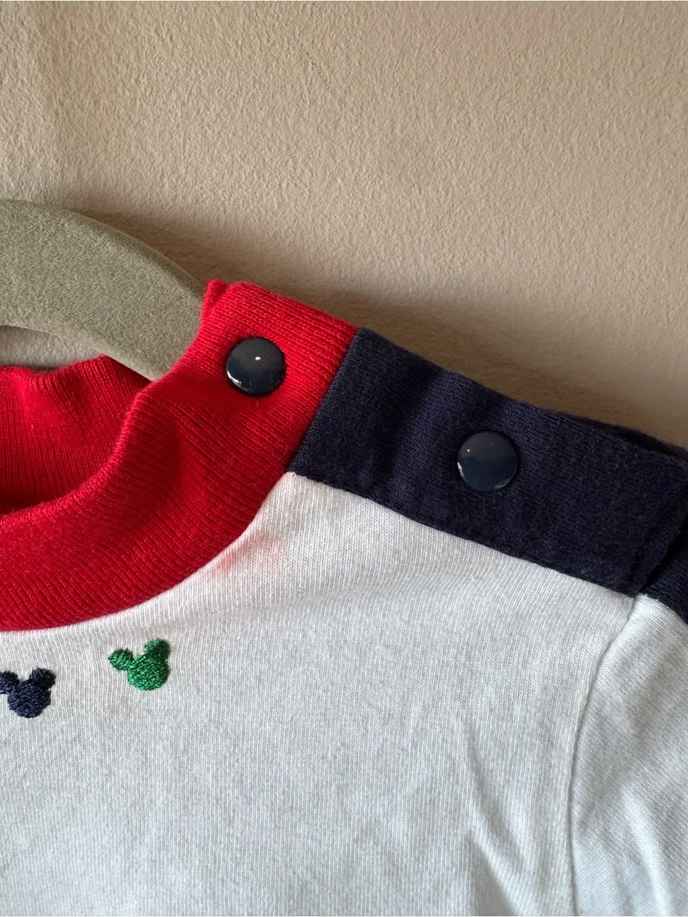 Vintage Baby Mickey & Co Color Block Mickey Embroidered T-Shirt Size 12 months